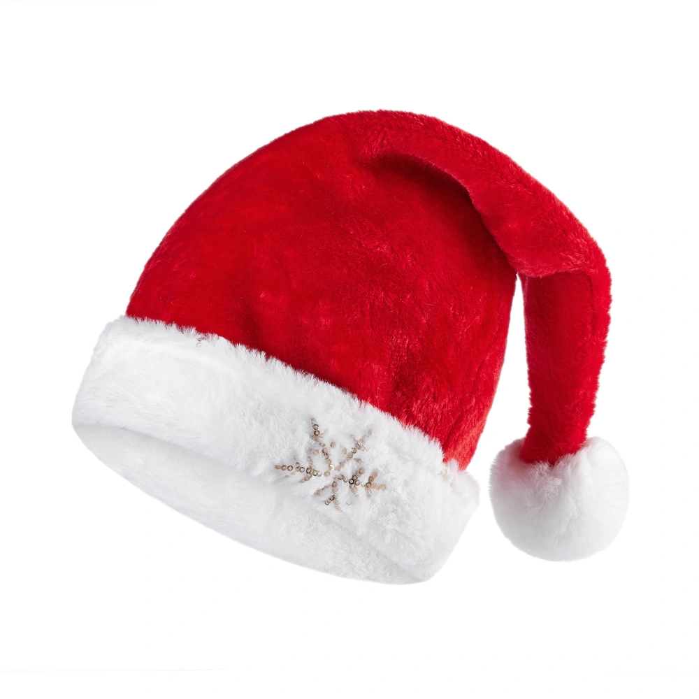 Santa Hat for Adults Kids, Fluffy Christmas Hat with Plush Brim