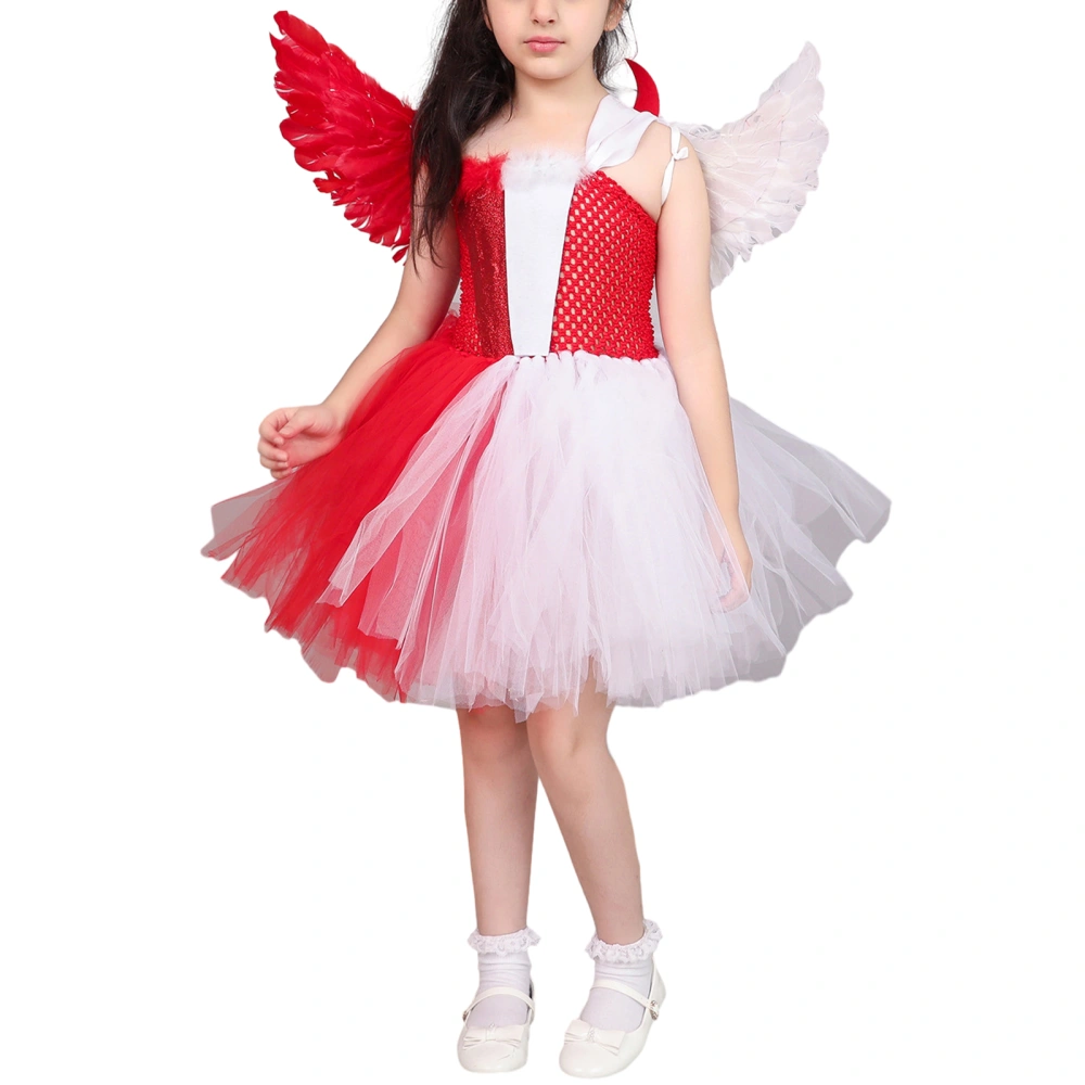 Toddler Angel Devil Costume Set Girls Tulle Dress Wing Headgear Sets