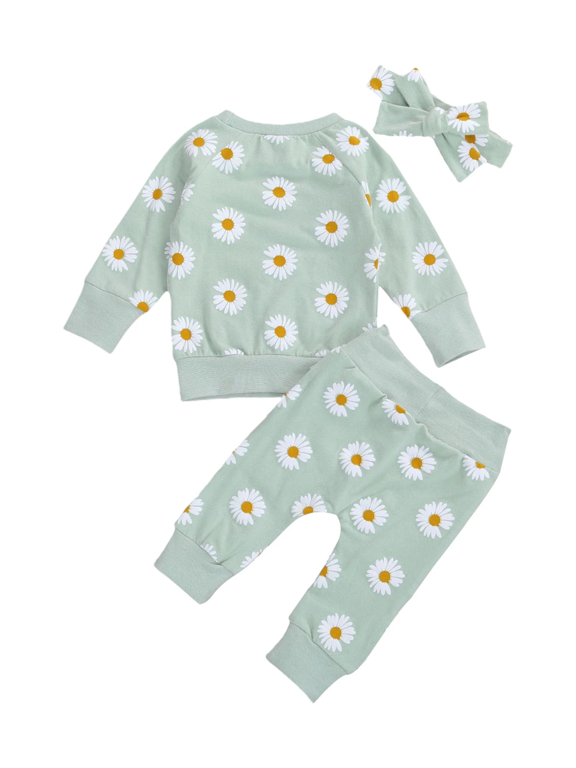 Baby Clothes Set, Floral Printed Sweatshirts Tops+Pants+Bow Headband