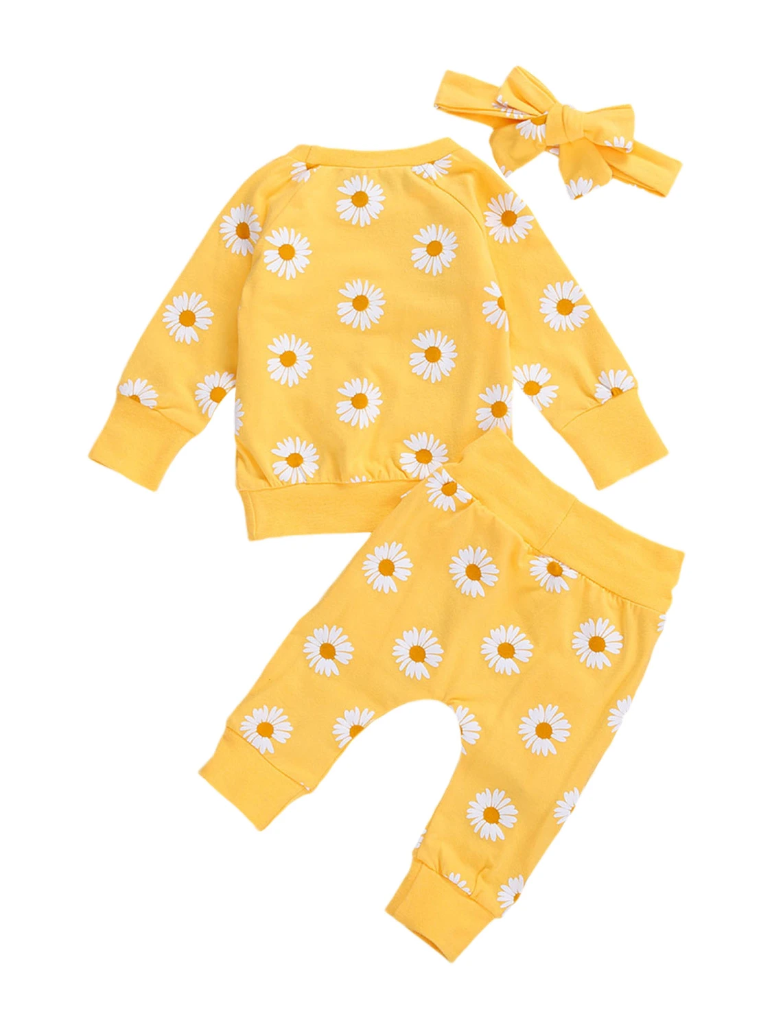 Baby Clothes Set, Floral Printed Sweatshirts Tops+Pants+Bow Headband