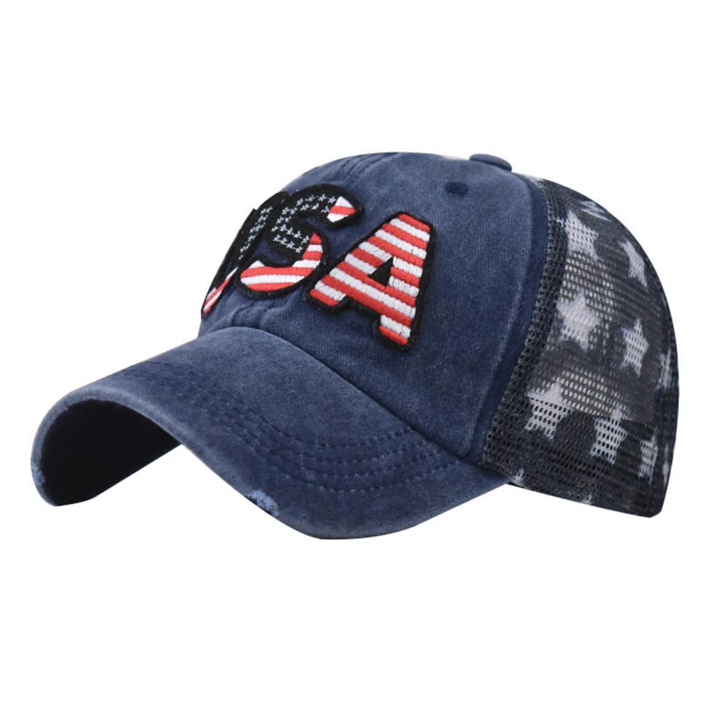 Independence Day Unisex Baseball Hat, Mesh Hollow Wide Brim Peak Cap