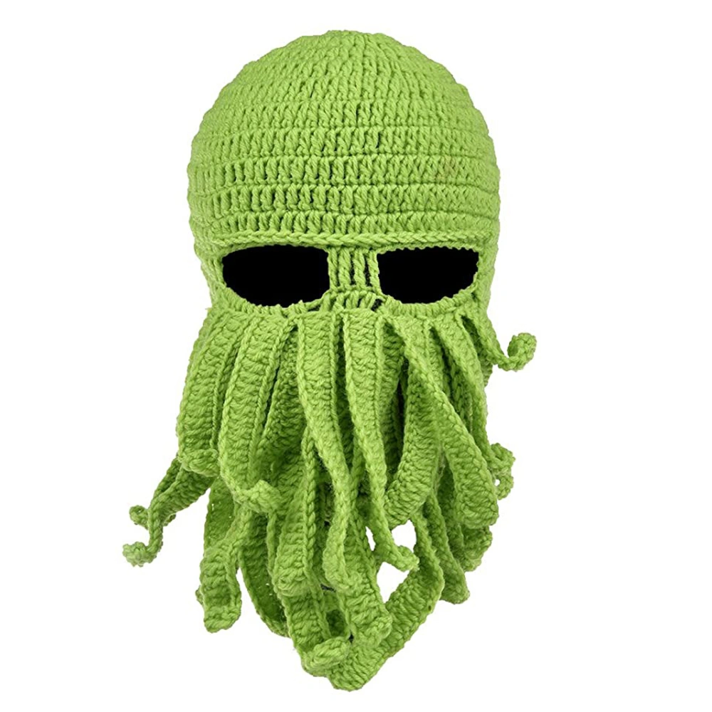 Octopus Winter Hat Outdoor Warm Knitted Wool Ski Mask Beard Beanie