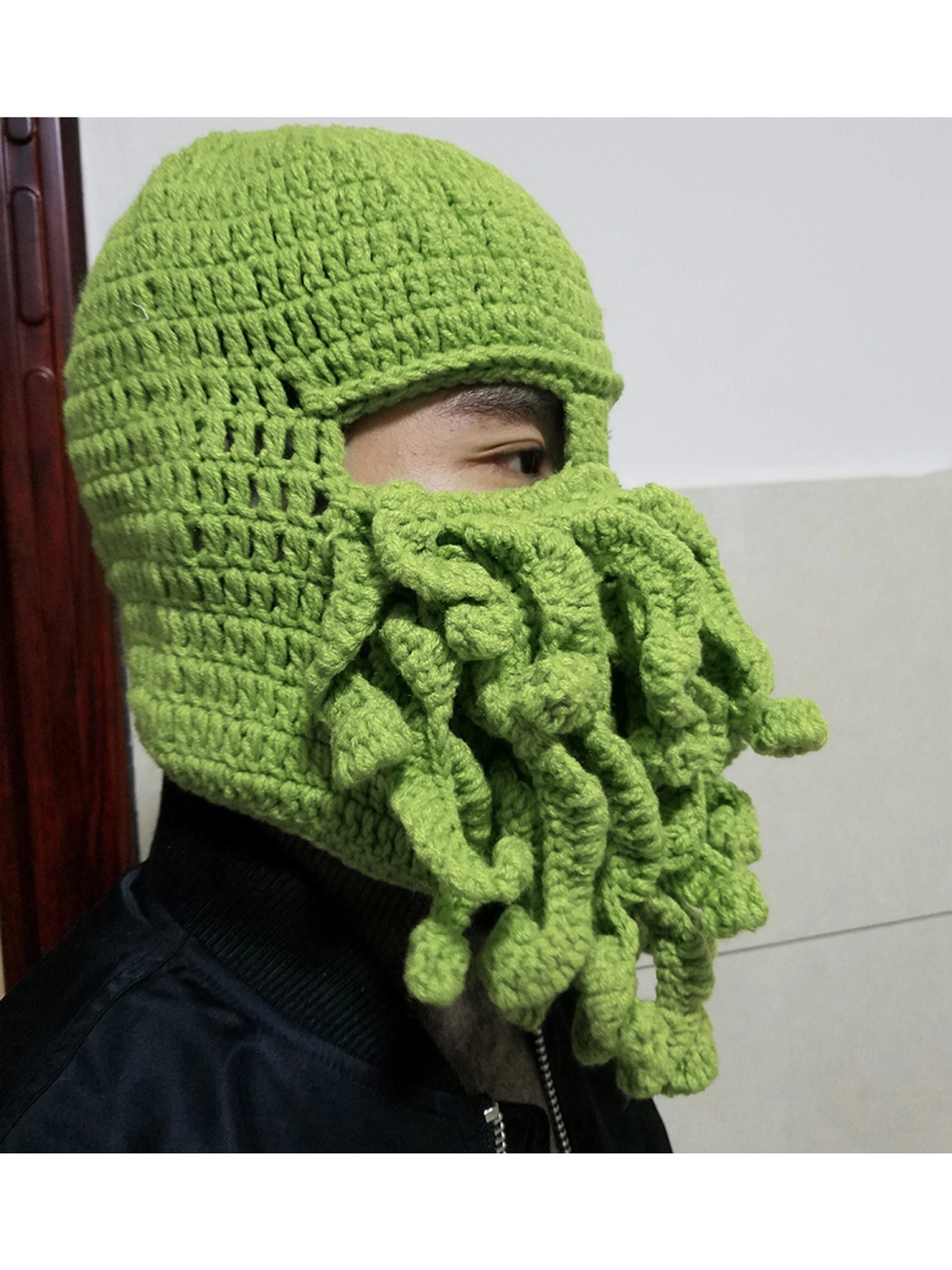 Octopus Winter Hat Outdoor Warm Knitted Wool Ski Mask Beard Beanie