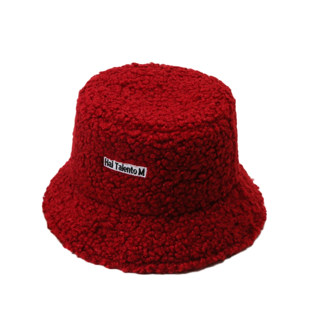 Women Warm Bucket Hat, Winter Lamb Wool Fisherman Cap for Outdoor