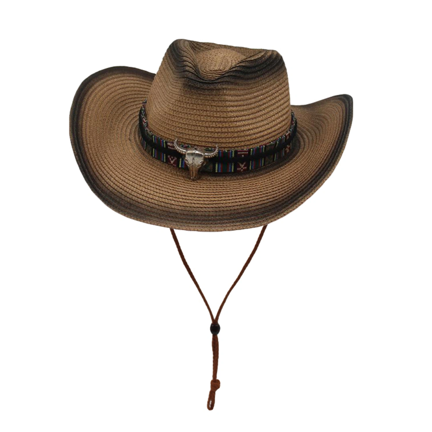 Women Men Cowboy Hat Cow Head Decor Wide Brim Western Cowgirl Hat