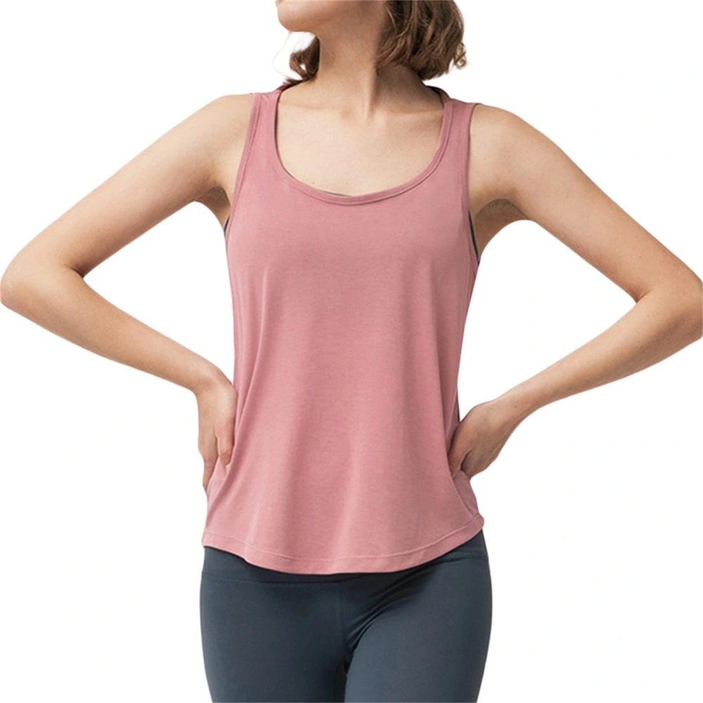 Women Active Vest, Solid Color Scoop Neckline Backless Tank Tops