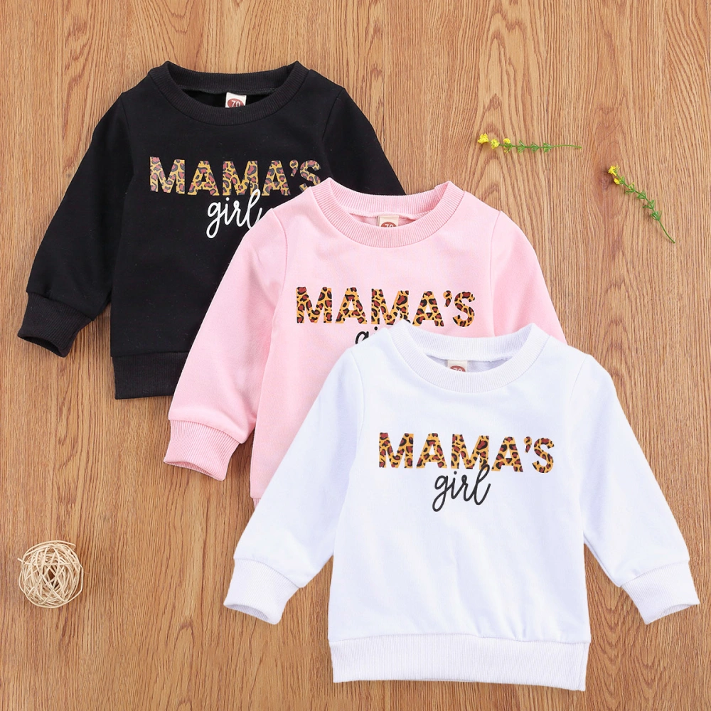 Baby Girls Long Sleeve Round Collar Letter Printed Pattern Pullover Sweatshirt