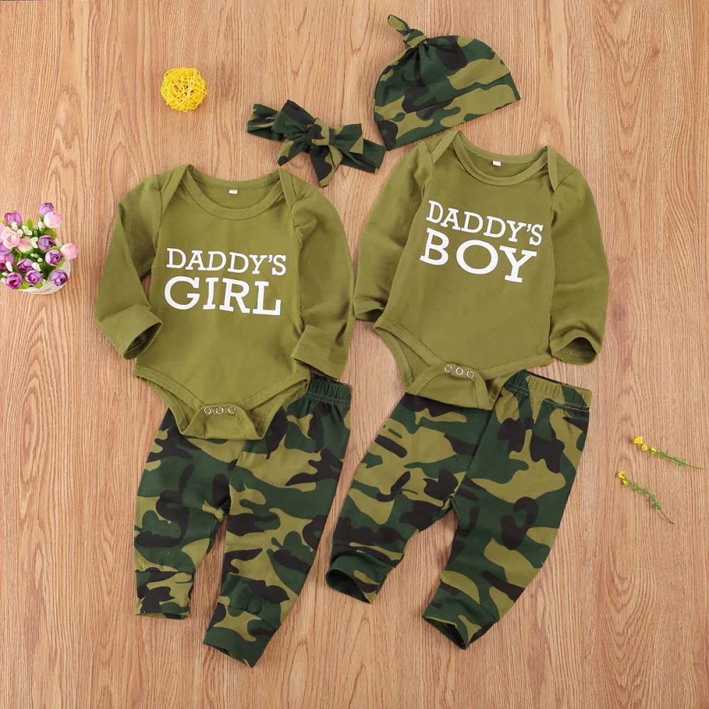 Newborn's Long Sleeve Tops with Long Pants and Headband/Hat, 3Pcs Set