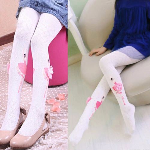 Baby Girls Footed Stockings Cartoon Dancing Little Girl Print Ballet Pantyhose