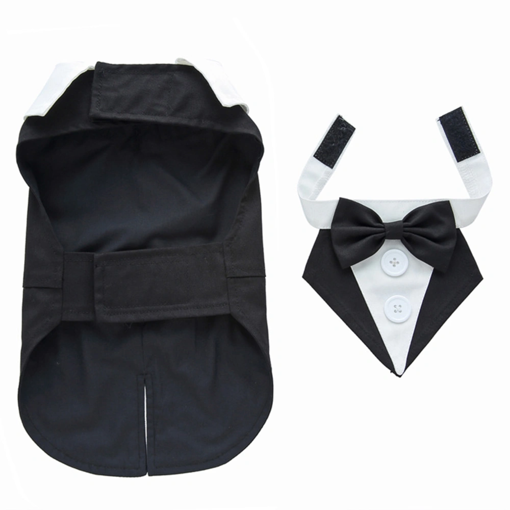 Indoor Dog Casual Suit, Sleeveless Suit Vest+Patchwork Bowtie