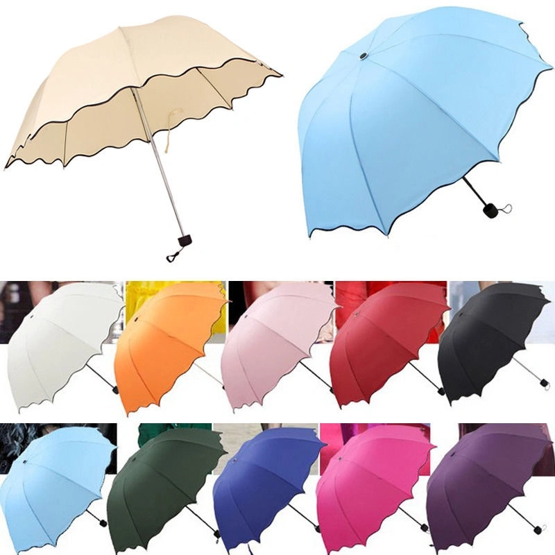 Ladies Parasol Waterproof Pit Tearing Ruffled Embellishment Umbrella