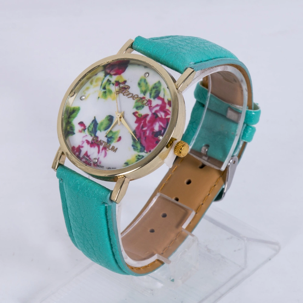 Ladies Quartz Watch Adjustable Strap Rose Flower Letter Classic Watch