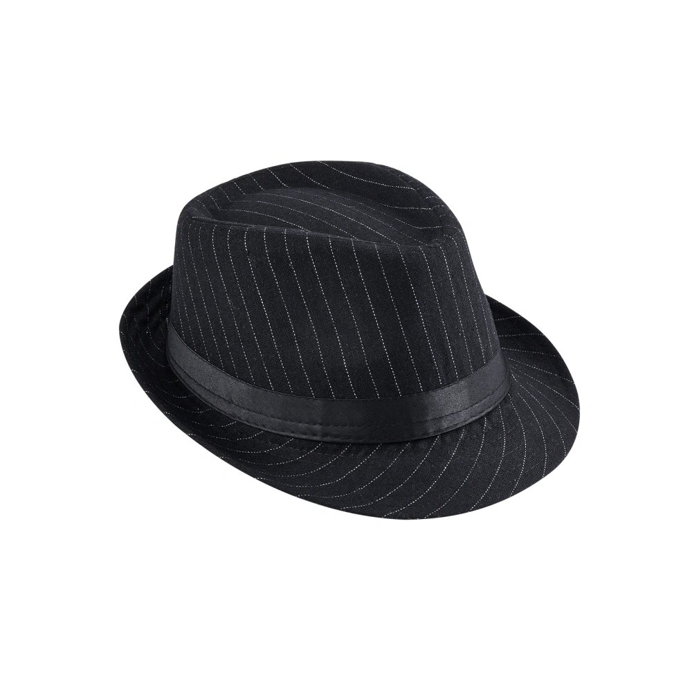 Vintage Casual Jazz Dress Cap Classic Striped Fedoras Hat for Men