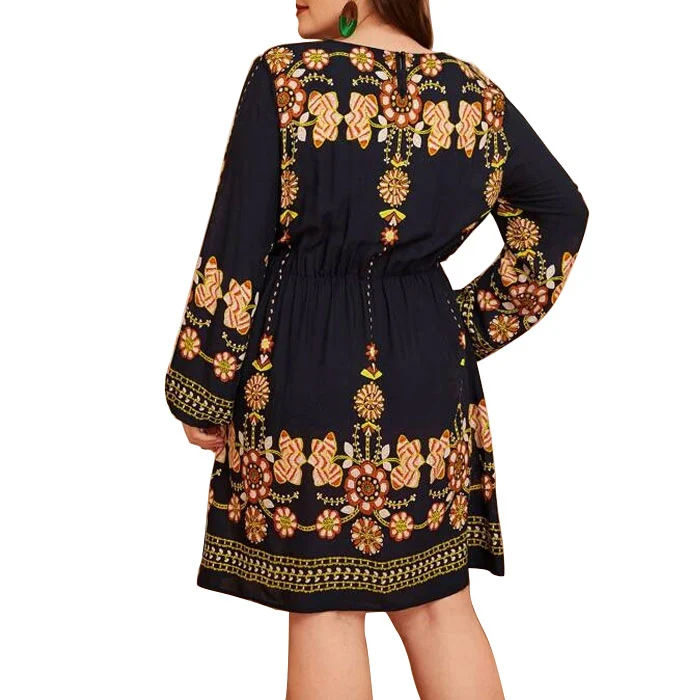 Ladies Long Skirt Plus Size Loose Full Floral Print Stretch Dress
