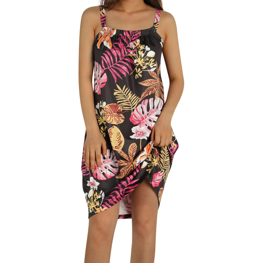 Women Dress, Floral Printing U-shaped Collar Sleeveless One-piece