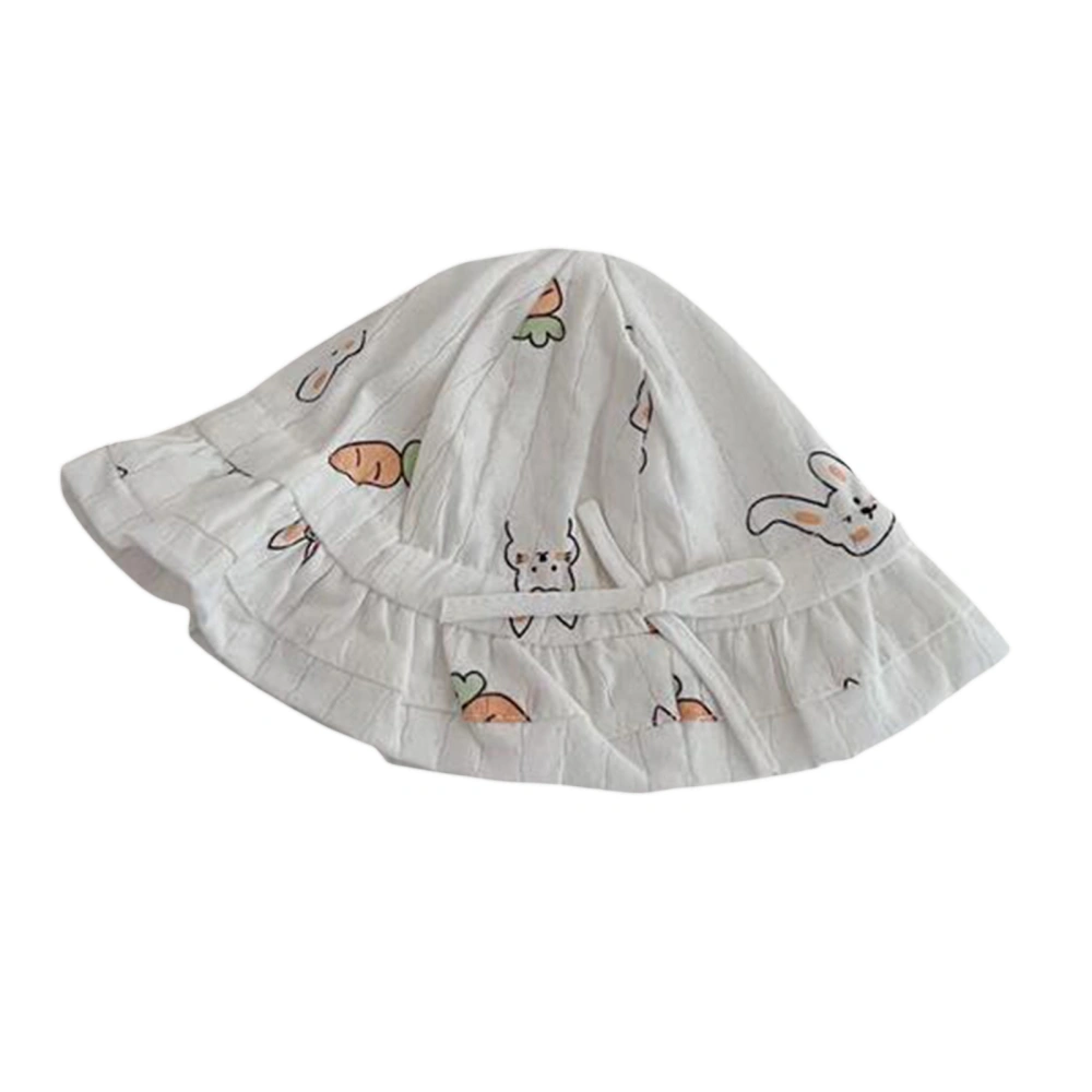 Baby Sun Hat, Cute Cartoon Print Bow Wide Brim Hat Newborn Bucket Hat