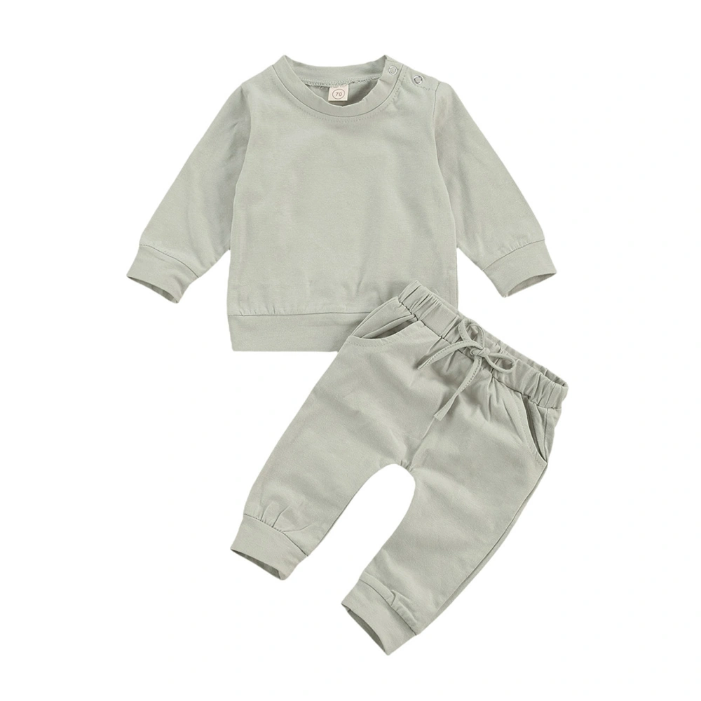 Newborn Baby Autumn Clothes Set Solid Color Long Sleeve Sweatshirt+Long Pants