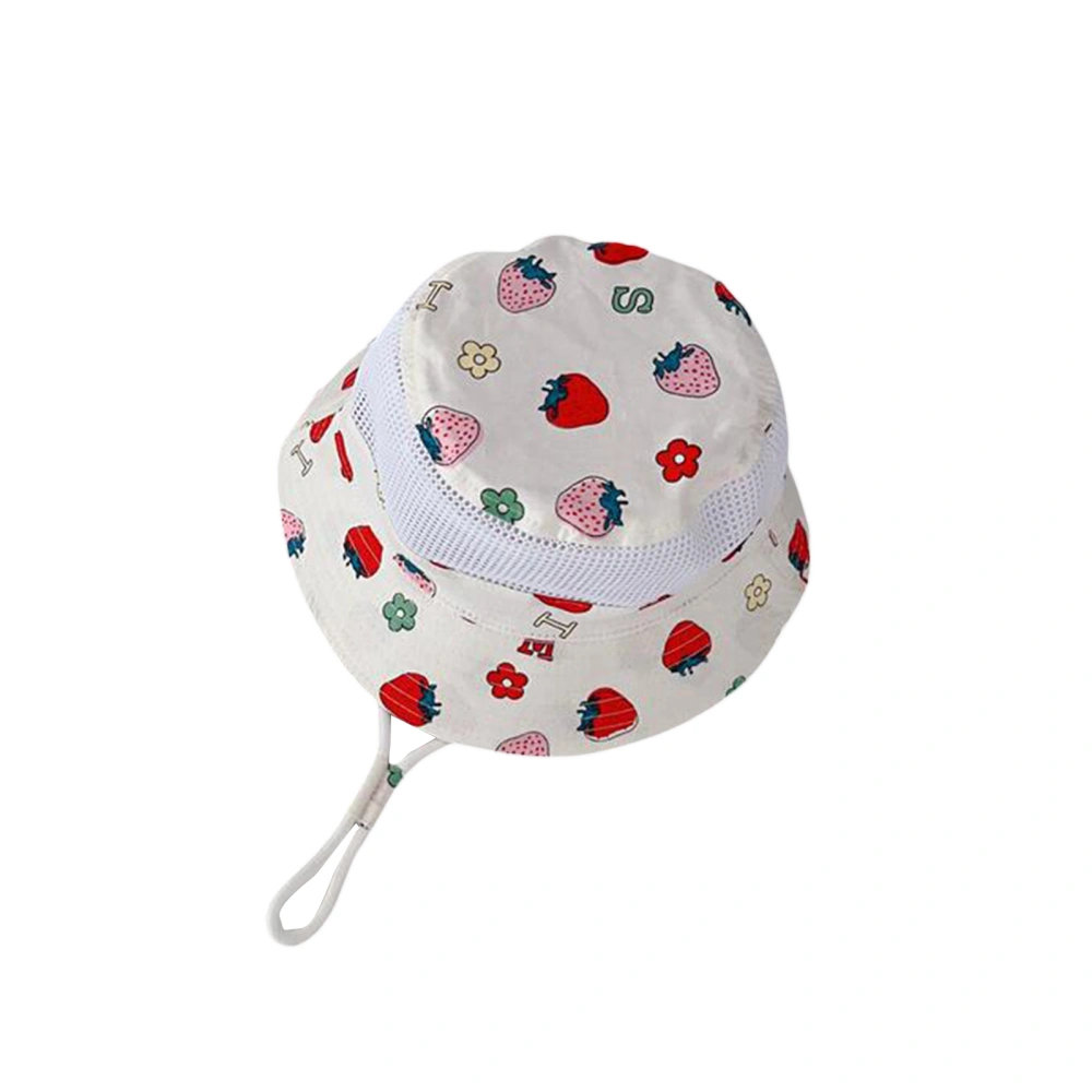 Toddler Summer Bucket Hat Wide Brim Strawberry Print Mesh Beach Hat 