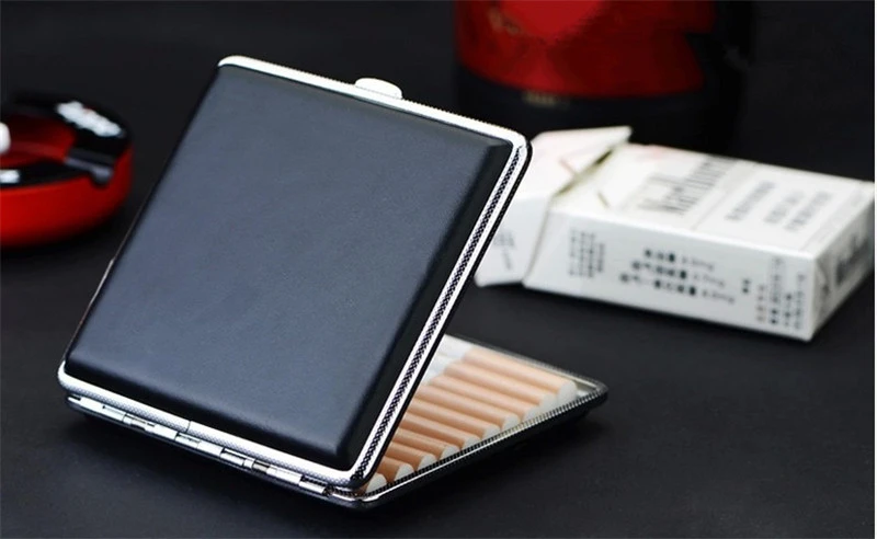 High-Class Cigarette Case Cigarette Holder Black Metal Storage Box