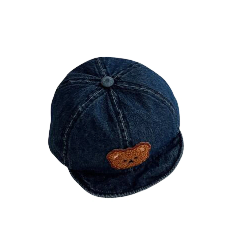 Toddler Soft Brimmed Baseball Hat Cartoon Bear Denim Peaked Cap