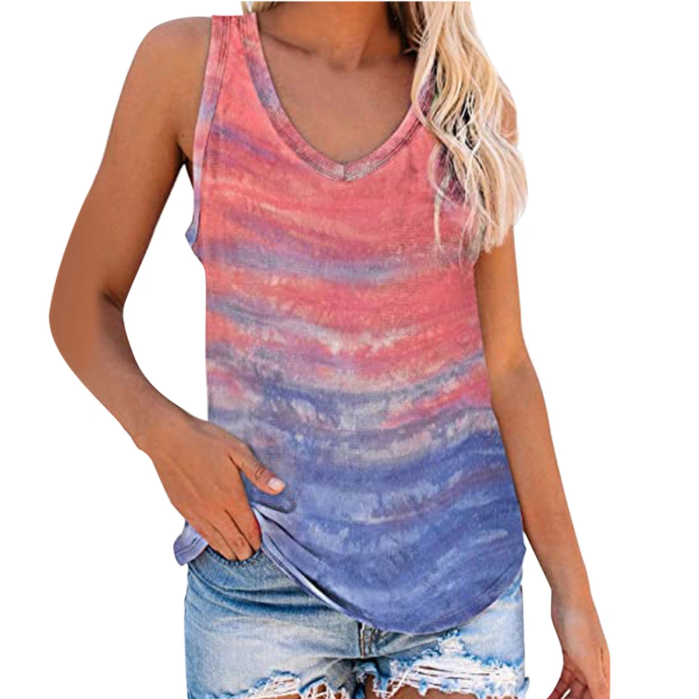 Women Summer Tank Tops, Tie-Dye V-Neck Sleeveless Long Vest