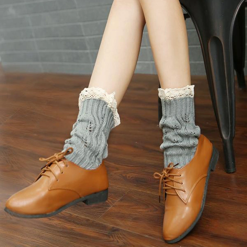 Women Leg Warmers, Color-Block Patchwork Crochet Knitted Boot Socks