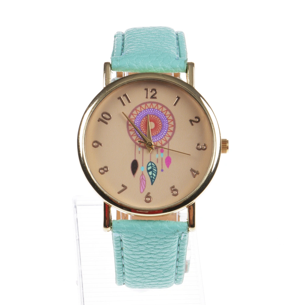 Ladies Quartz Watch Adjustable Digital Large Dial Feather Printed Watch