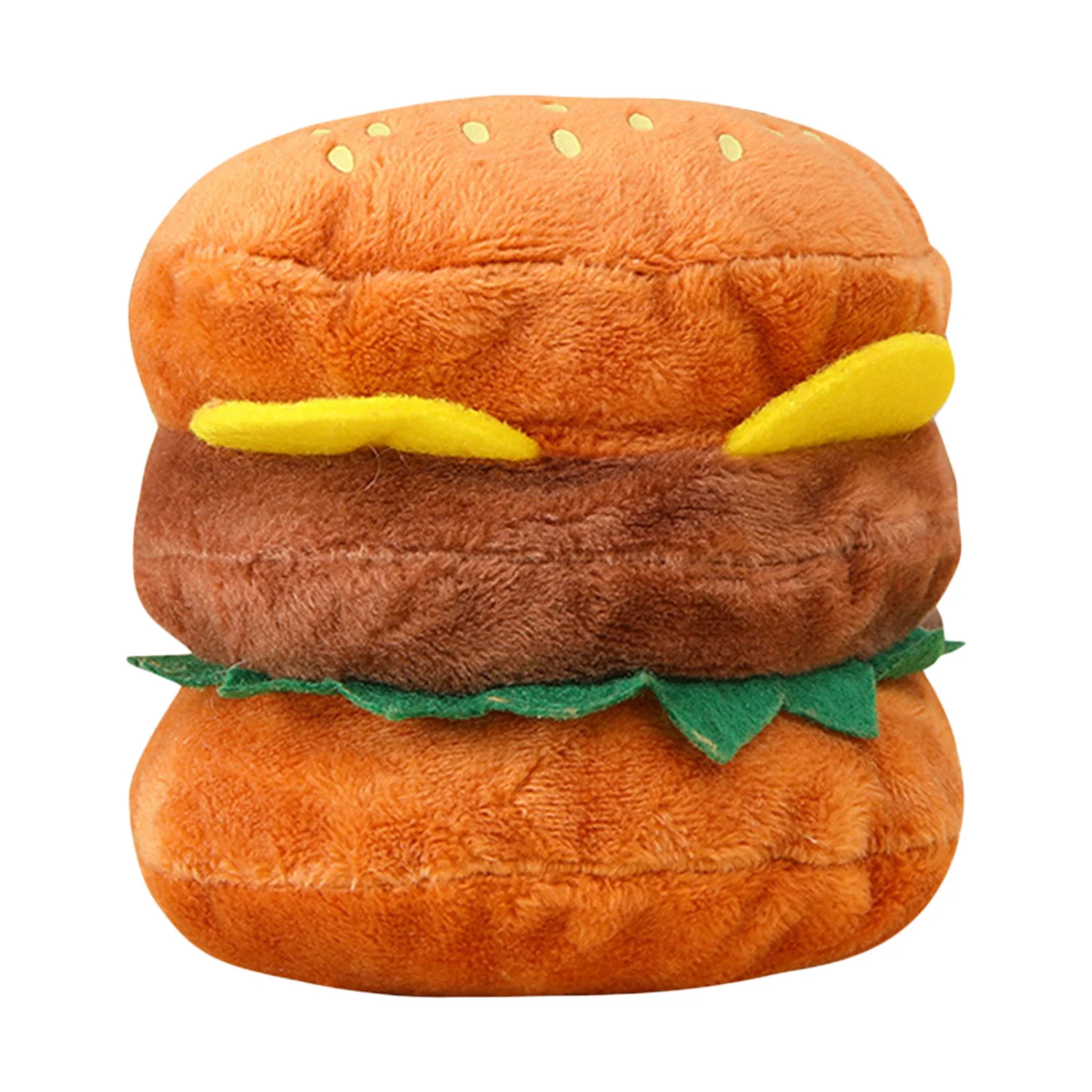 Hamburger Dog Toy, Funny Plush Puppy Chew Toy with Squeaker for Dogs
