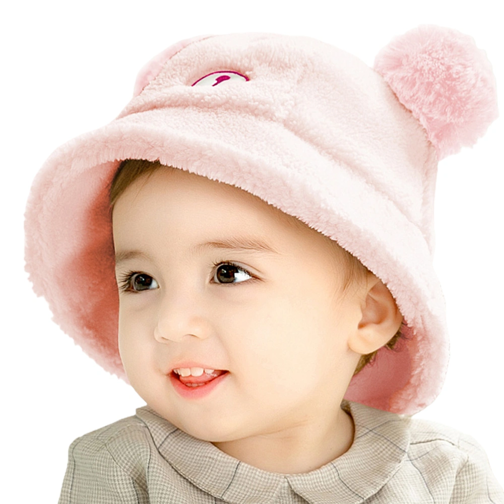 Girls Boys Basin Hat Cartoon Animal Double Plush Ball Bucket Cap