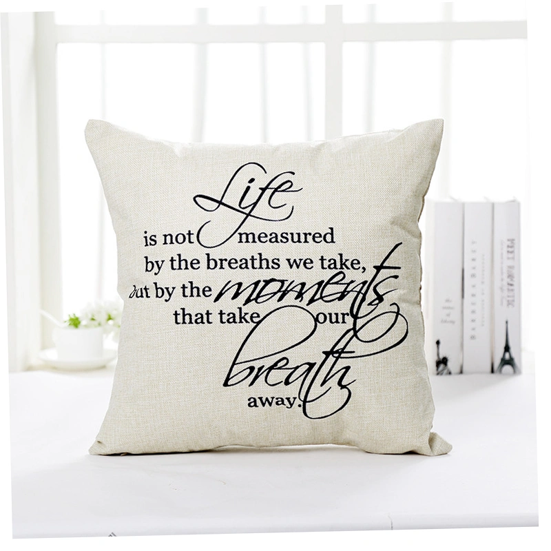 Home Cushion Cover Letter Printing Skin-Friendly Soft Zipper Closure Pillowcase