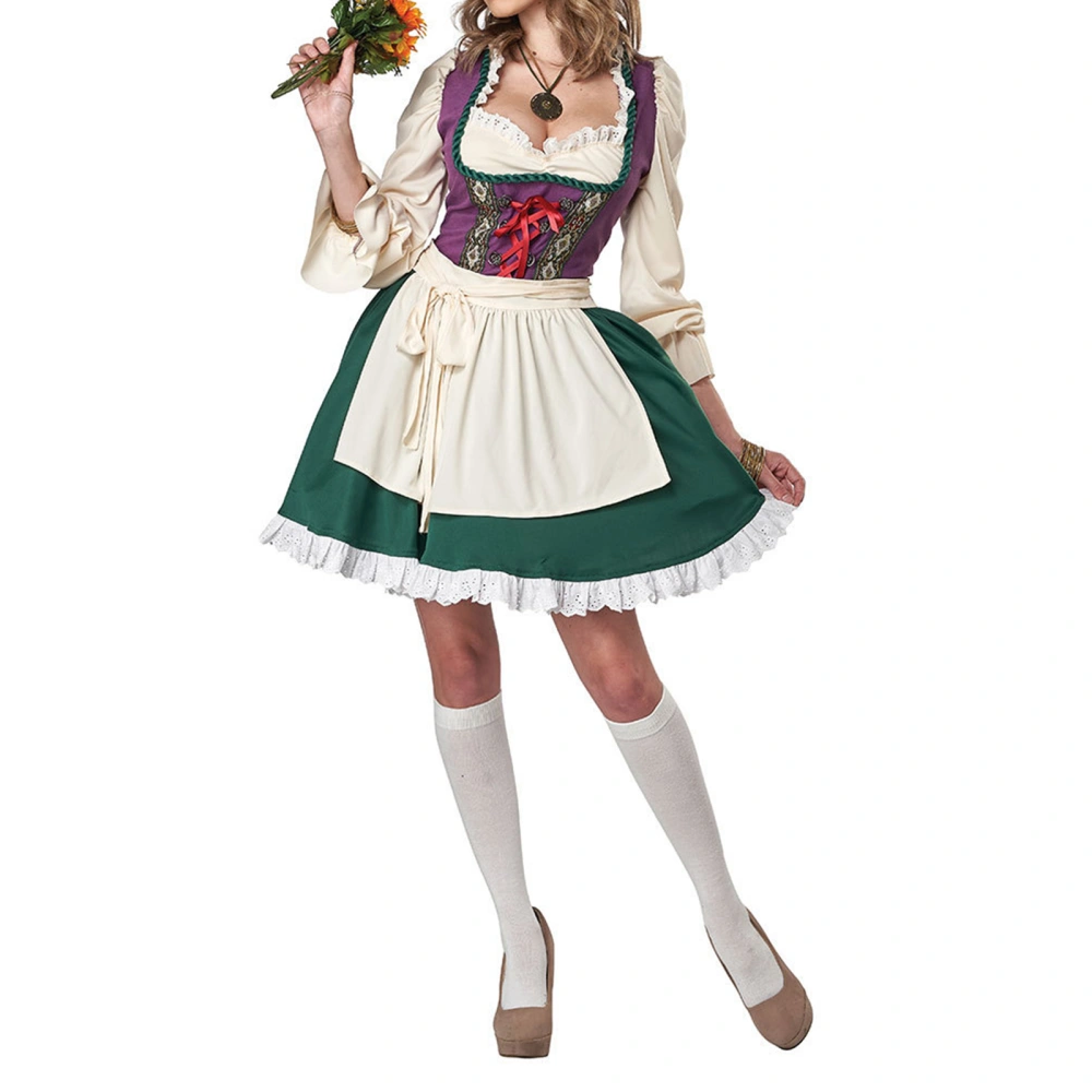 Women's Halloween Bar Costume Beer Maid Dress Costumes with Apron