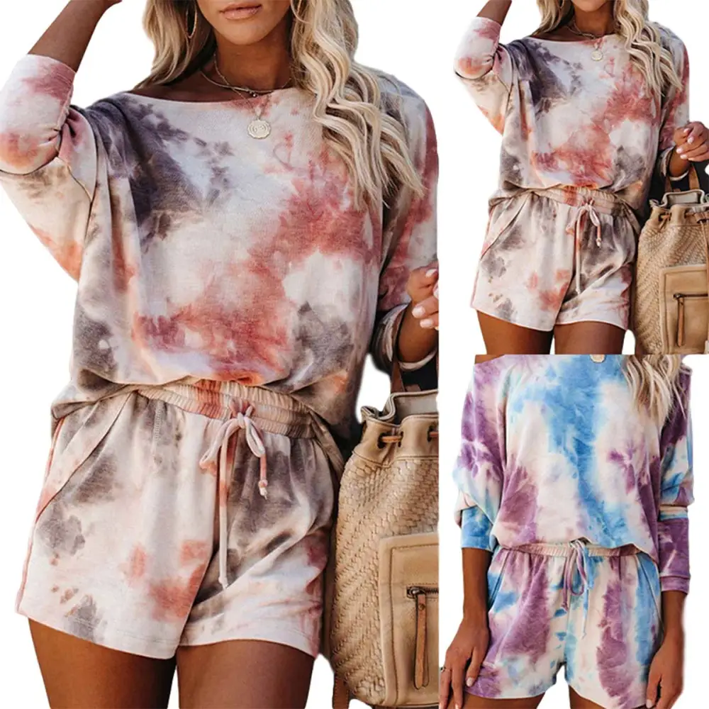 Women Breathable Long Sleeve Unique Printing Dyeing Leisure Homewear