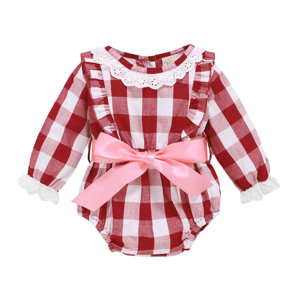 Newborn Baby Girls Romper, Ruffled Triangle Jumpsuit with Button+Belt