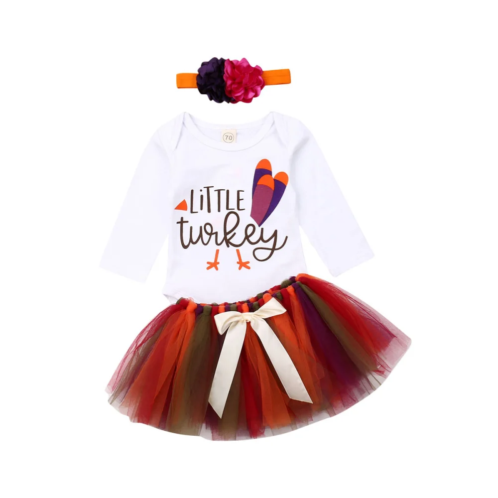 Baby Girls Halloween 3PCS Outfit Set, Letter Romper+TuTu Skirt+Hair Band