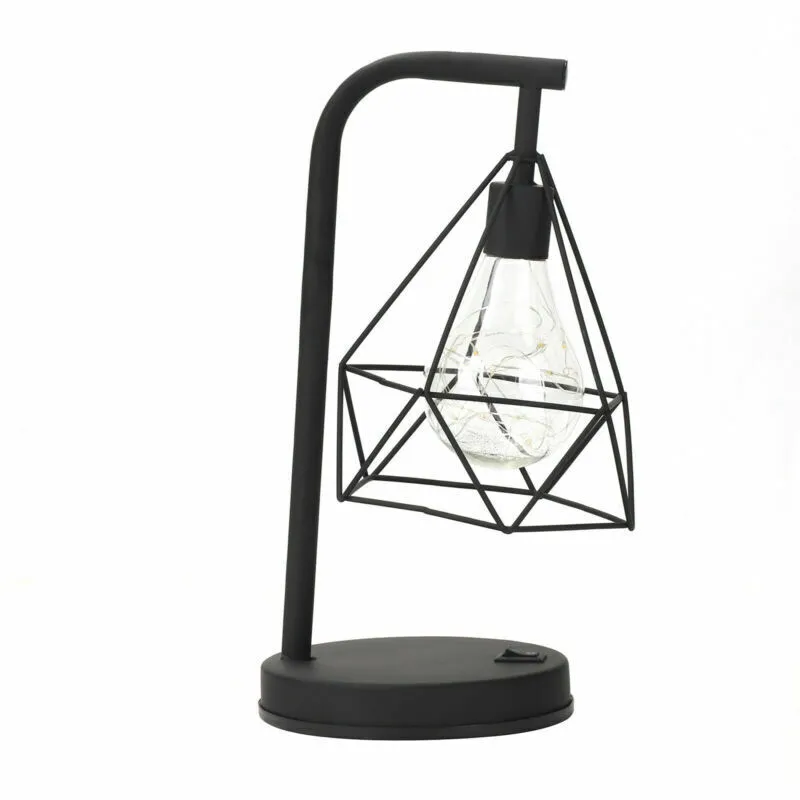 Creative LED Table Light, Diamond Shape Metal Desk Lamp with Globe Bulb