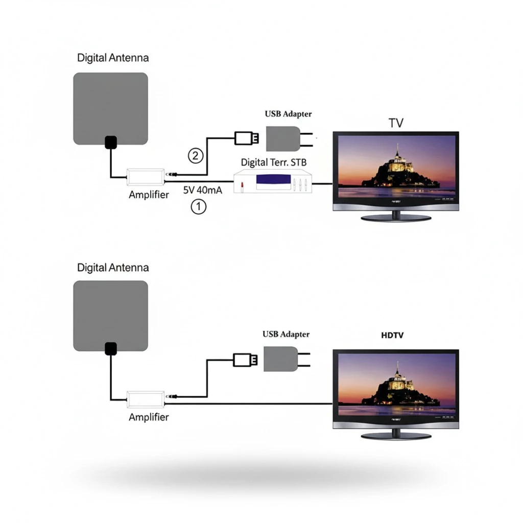 Indoor TV Antenna, UHF & Digital Receiver for Full HD 720P, 1080P and 4K TVs