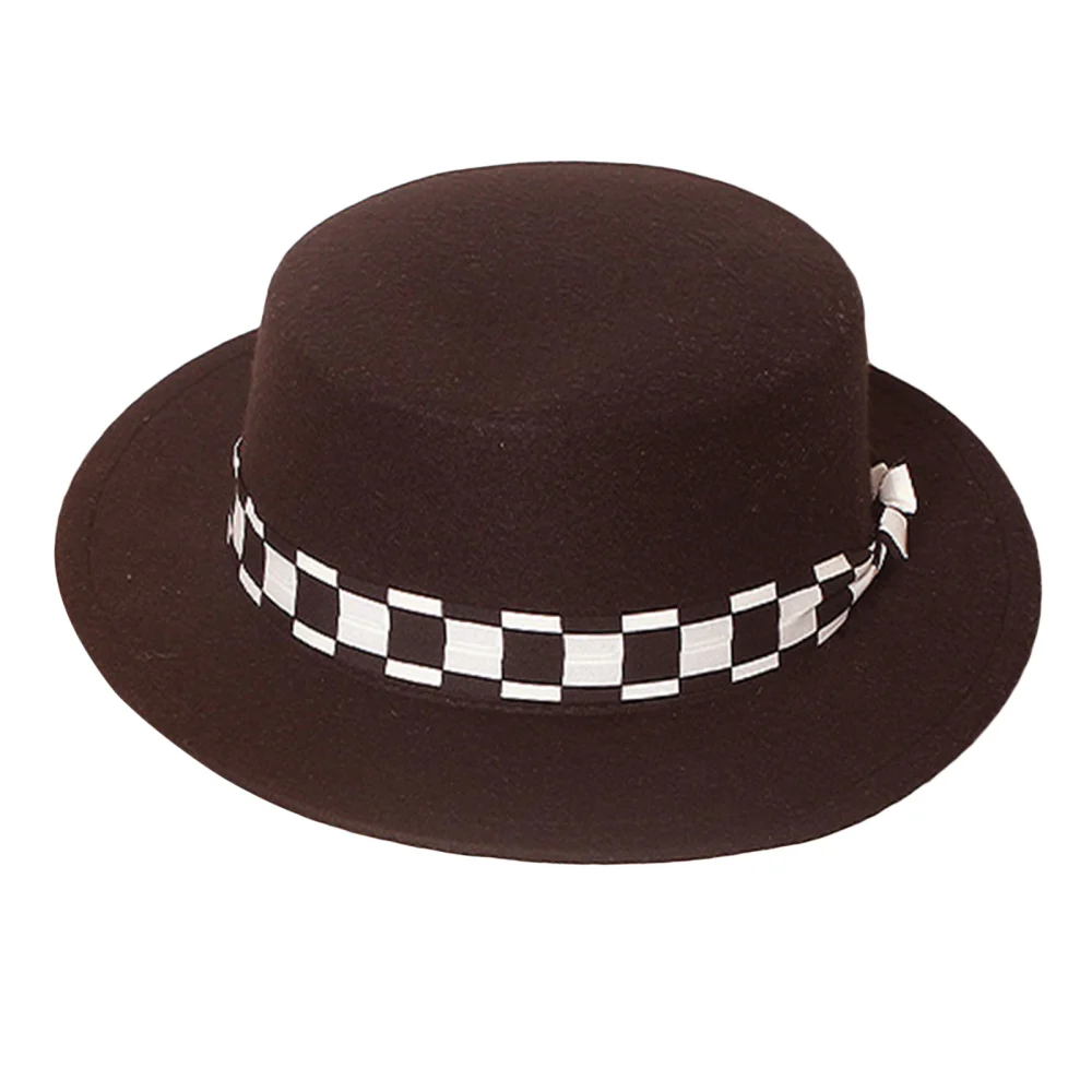 Children Fedoras Hat, Formal Hat Flat Wide Brim Top Headwear