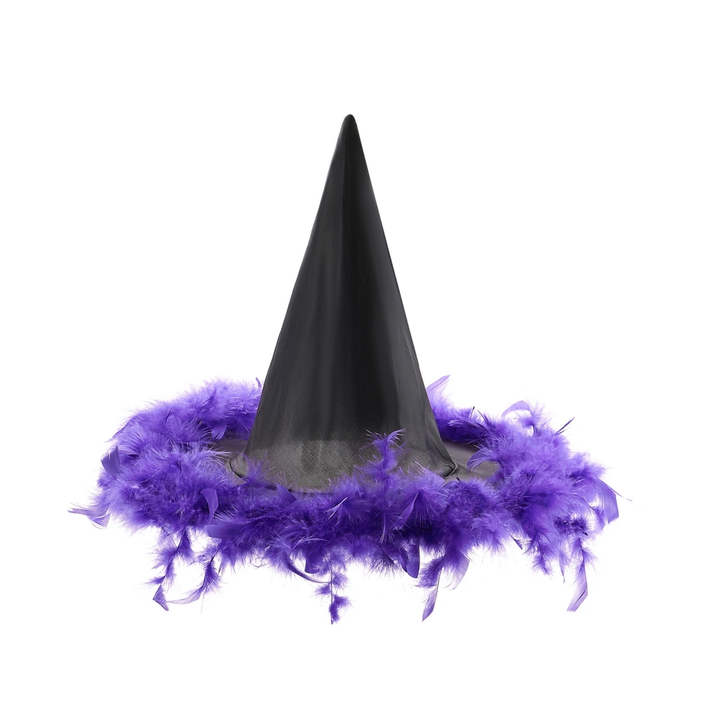 Halloween Party Hat Feather Witch Hat for Women Men Costume Props