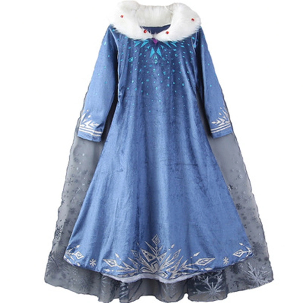 Winter Princess Cloak Costume with Sparkle Crown Wand Cosplay Clothes