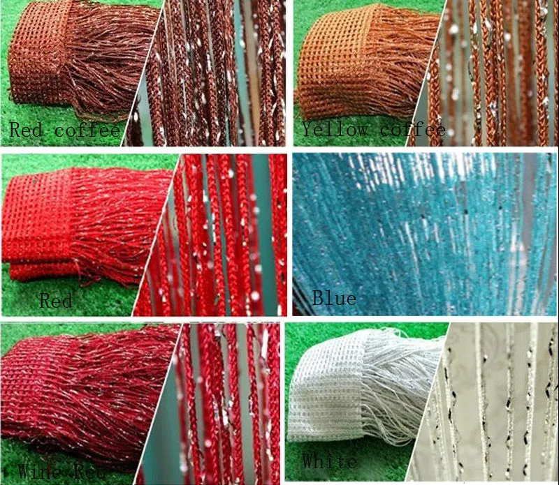 String Window Door Curtain Shine Silver Wire Tassels Romantic Panel Divider