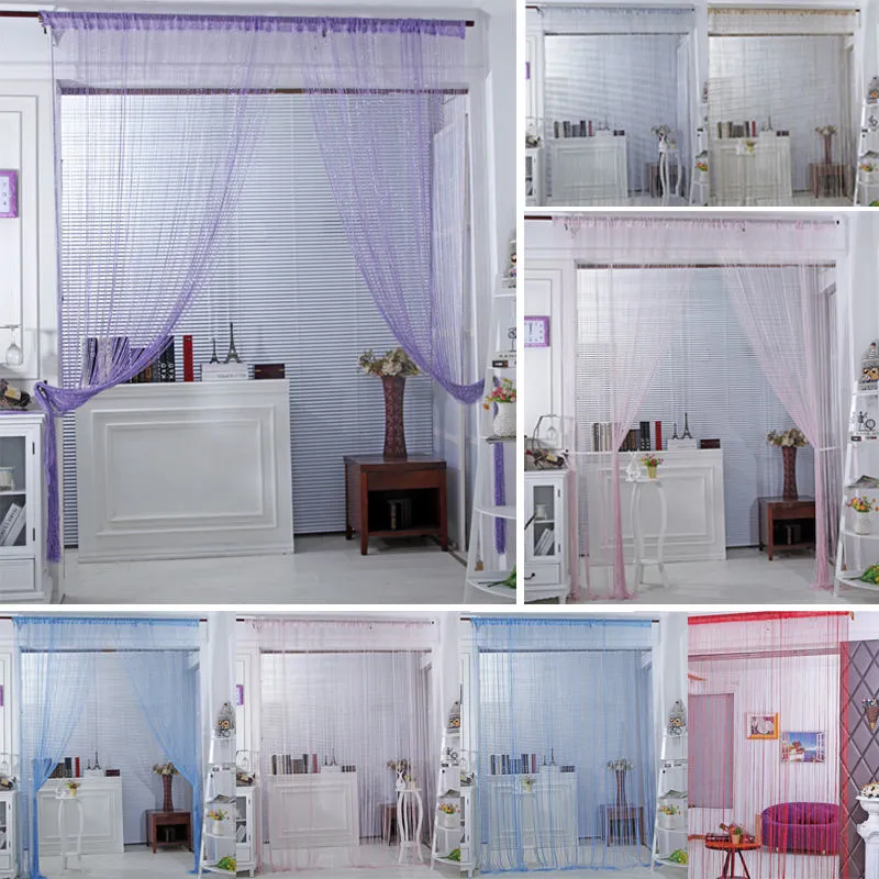 String Window Door Curtain Shine Silver Wire Tassels Romantic Panel Divider