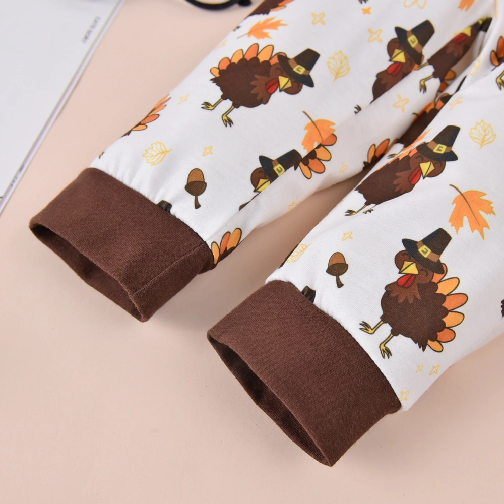 Baby Thanksgiving 3PCS Clothes, Letter Romper, Long Turkeys Pants, Beanie Hat