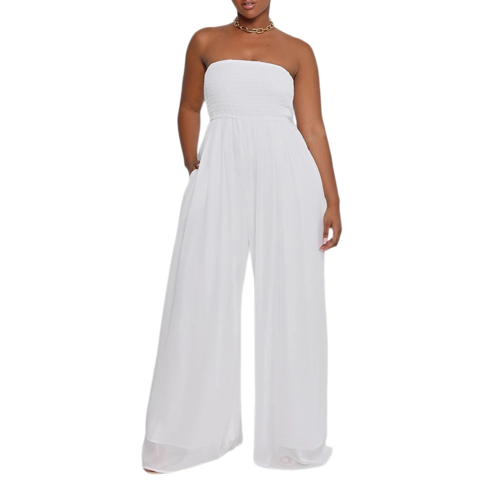 Women Summer Jumpsuit, Solid Color Strapless Siamese Trousers