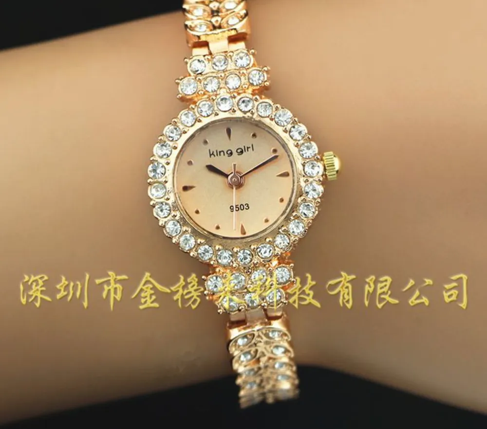 Ladies Quartz Watch Waterproof No Digital Subdial Rhinestone Embellished Watch