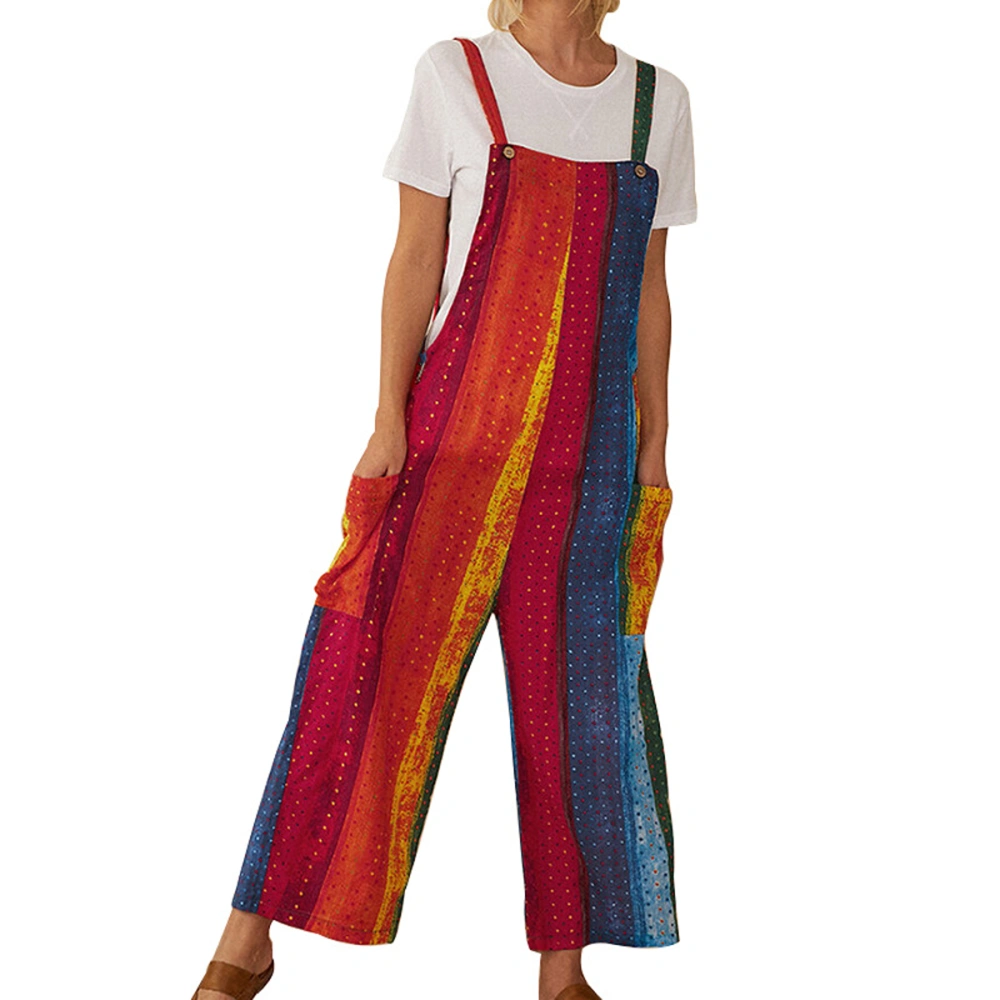 Colorful Suspender Wide Leg Jumpsuits