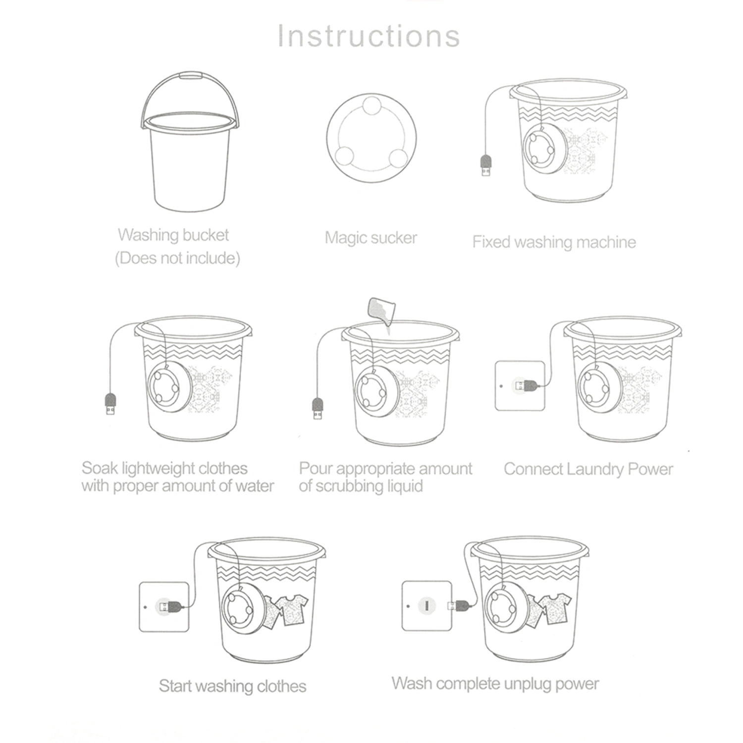 3 in 1 Portable USB Washing Machine with USB Cable for Travel/Home