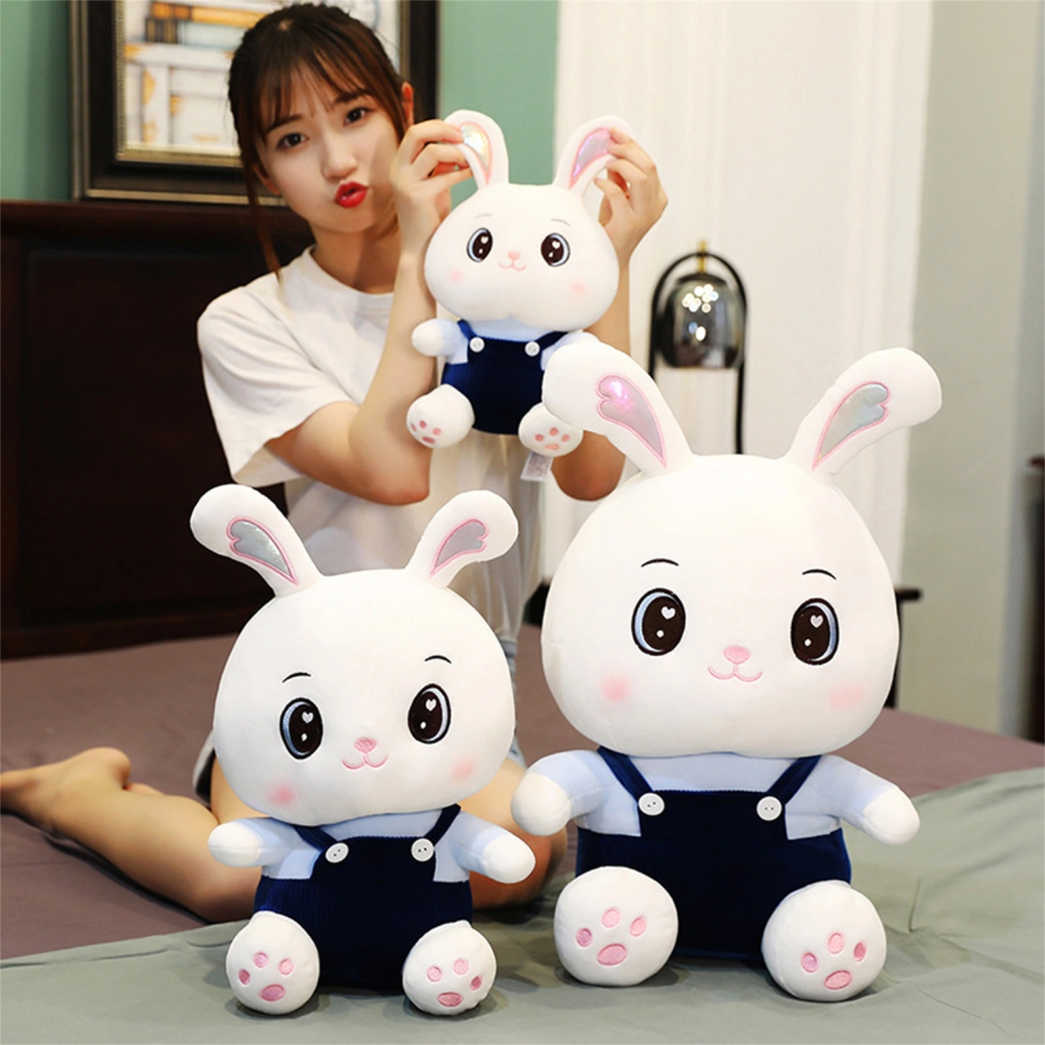 Cute Bunny Stuffed Toy, Soft Animal Plush Doll, Gift for Kids Adults