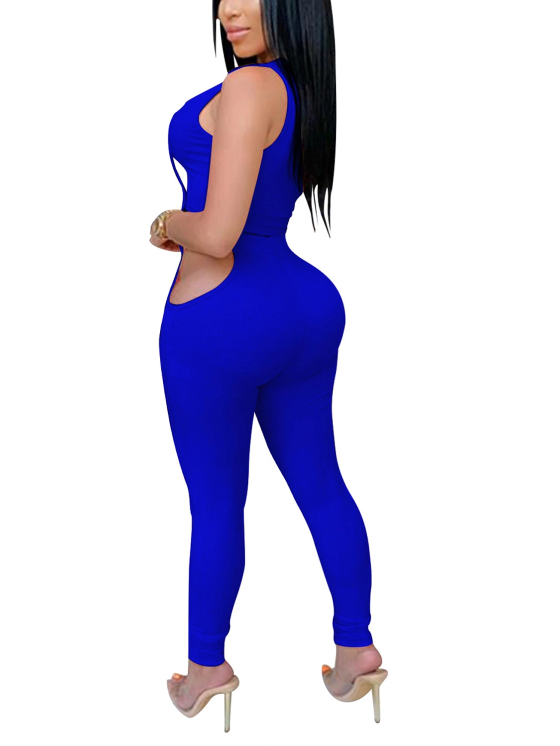 Women's Tie Up V Neck Wrap Cami Tops + Cut Out Long Pants Outfits
