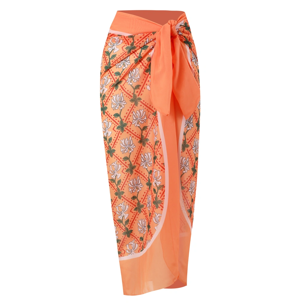 Women Swimming Skirt, Tie-up Flower Print Summer Beach Cover-up Bottom