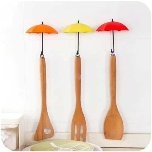 3PCS Rainbow Umbrella Shape Wall Hook Multi-Purpose DIY Hanger